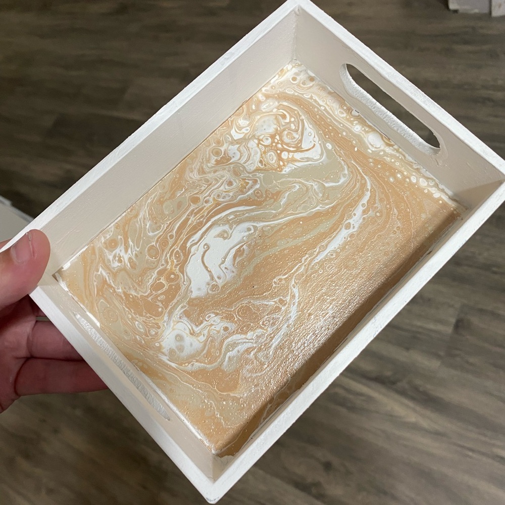 Elegant Cream and Tan Swirl Tray
